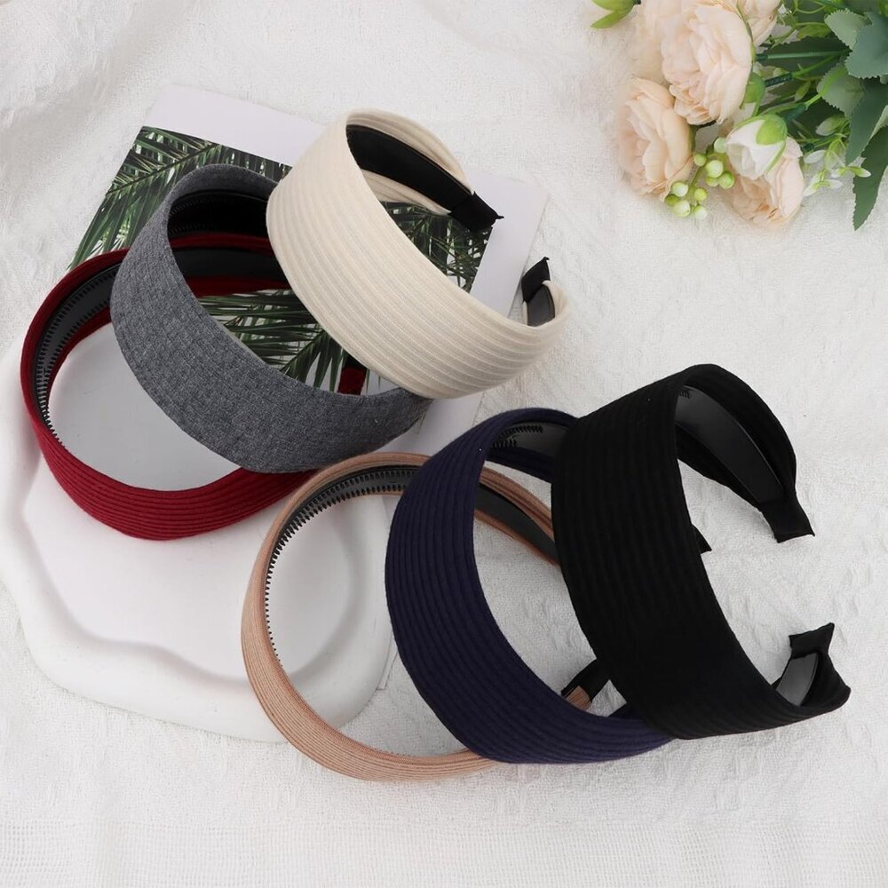 6pcs Wide Headbands Cloth Plastic Multi-Colored For Women Adults View 6